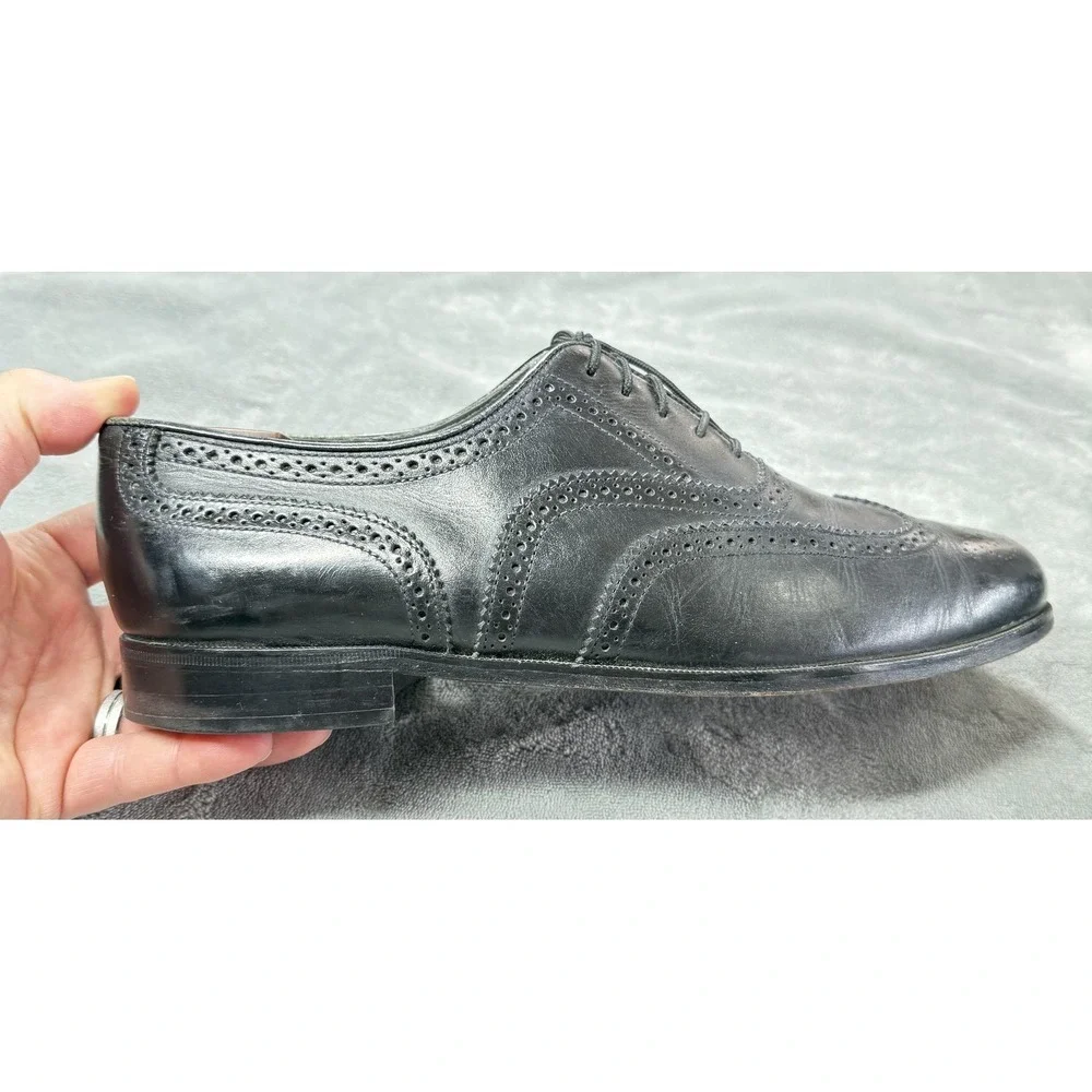 Wingtip Brogue Shoes Mens Size 10.5 D Black Leather Dress Oxford Cap Toe‎ Lined